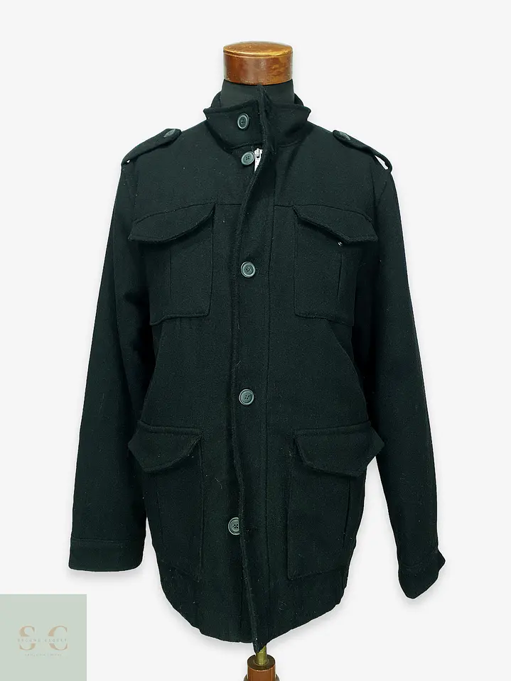 Chaqueta de Paño Estilo Field con Cuello Alto y Charreteras Old Navy Talla L 1