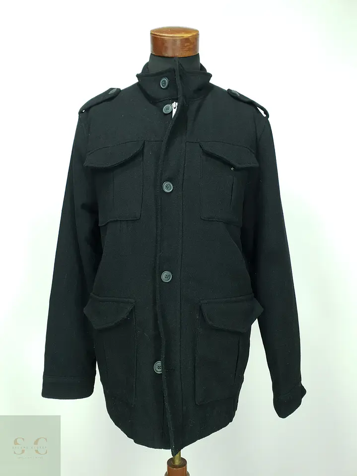 Chaqueta de Paño Estilo Field con Cuello Alto y Charreteras Old Navy Talla L 2