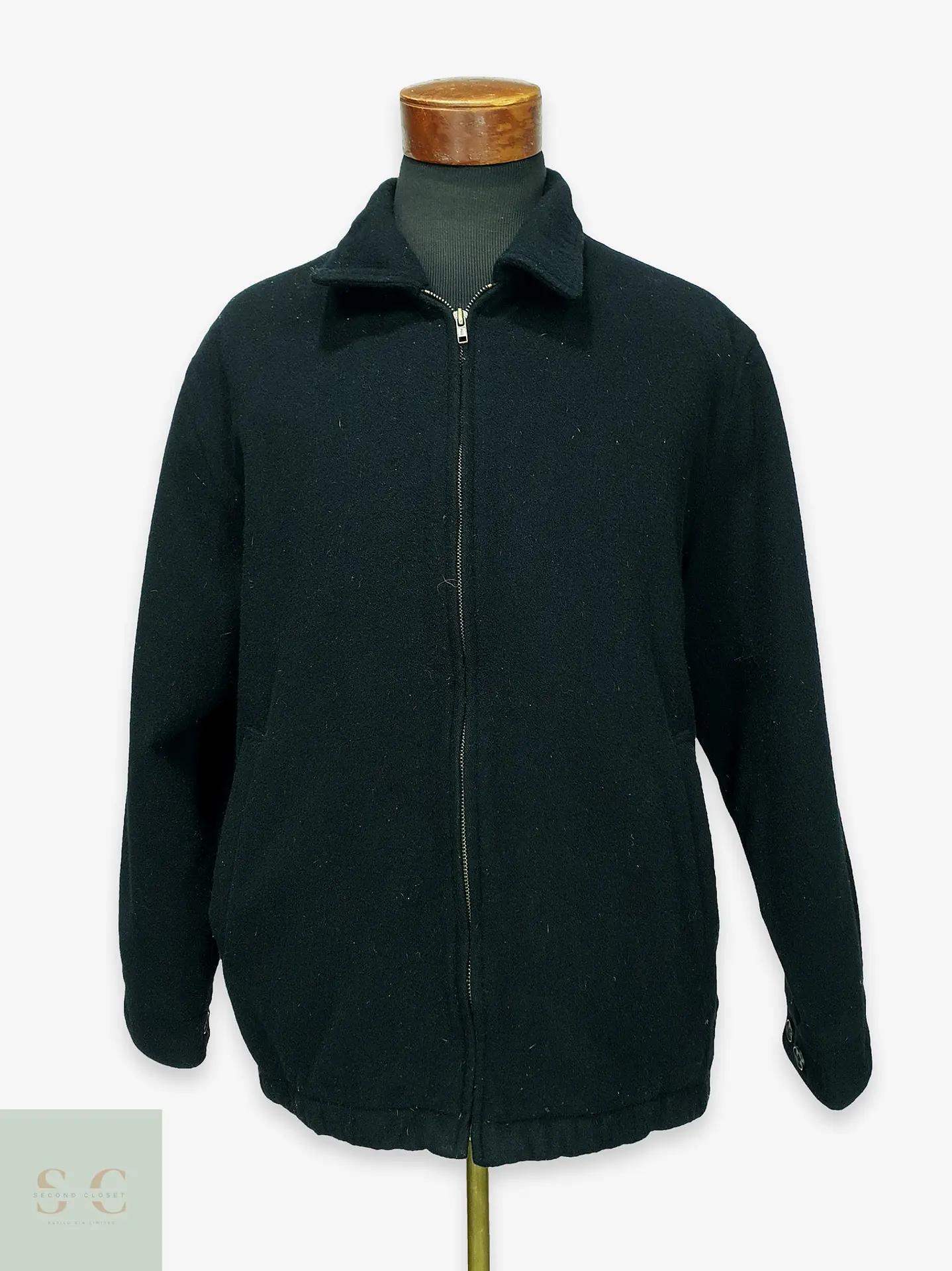 Chaqueta Corta de Paño en Mezcla de Lana con Cierre Metálico SOLO SEMORE Talla XL 1