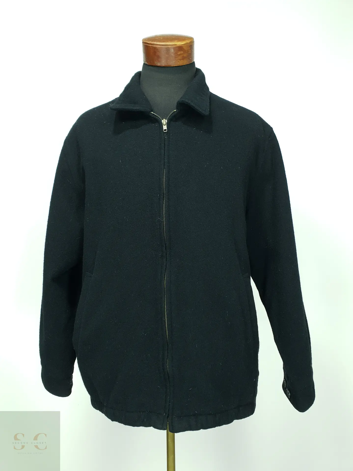 Chaqueta Corta de Paño en Mezcla de Lana con Cierre Metálico SOLO SEMORE Talla XL 2
