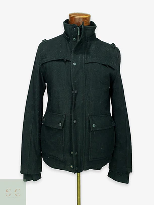 Chaqueta Corta de Paño Militar con Cuello Alto Guess Talla SM