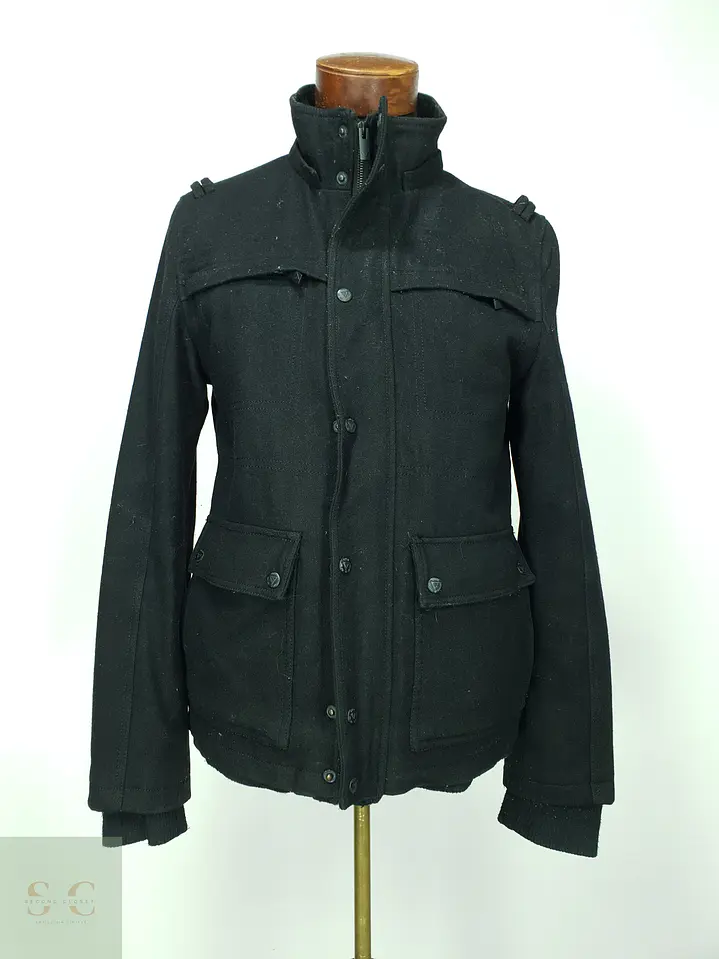 Chaqueta Corta de Paño Militar con Cuello Alto Guess Talla SM 2