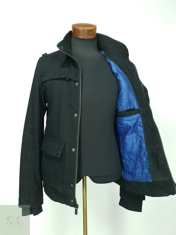 Chaqueta Corta de Paño Militar con Cuello Alto Guess Talla SM 7