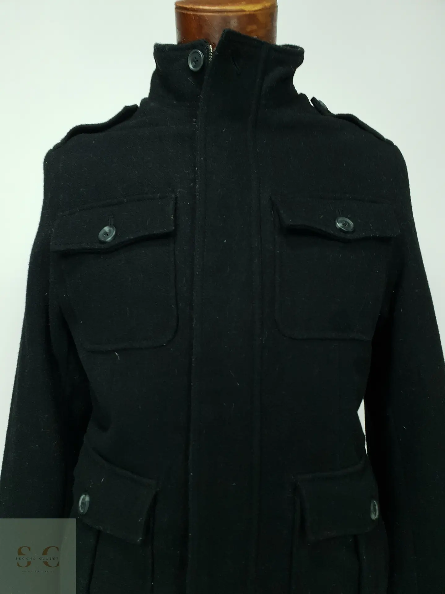 Chaqueta Militar Estilo Field en Paño de Lana Merona Talla S 4