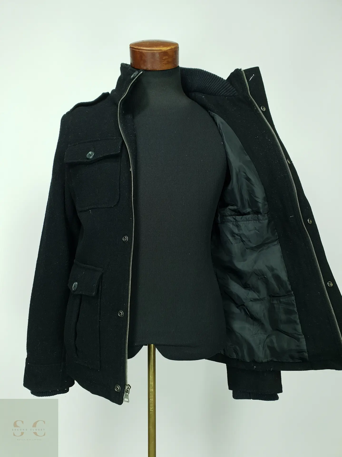 Chaqueta Militar Estilo Field en Paño de Lana Merona Talla S 7