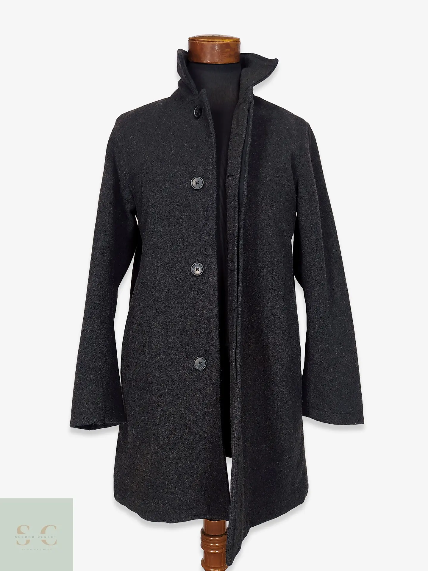 Sobretodo Minimalista de Paño de Lana Gris Plomo Gap Talla SM 1