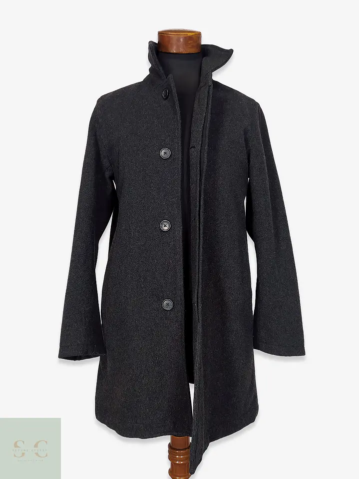 Sobretodo Minimalista de Paño de Lana Gris Plomo Gap Talla SM 1