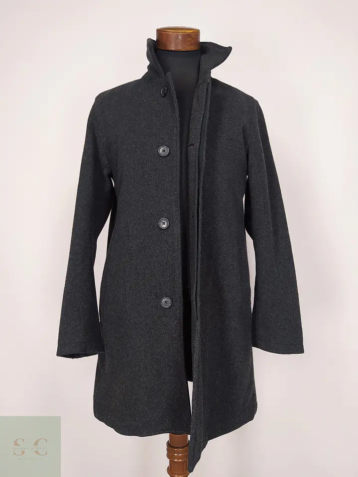 Sobretodo Minimalista de Paño de Lana Gris Plomo Gap Talla SM 2