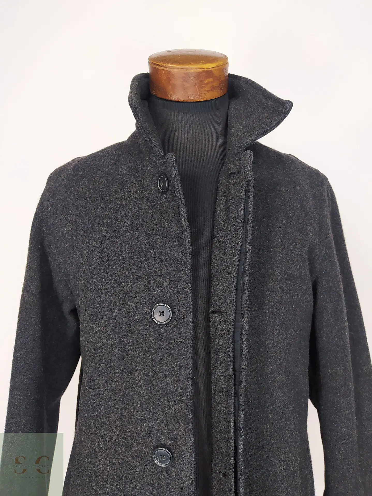 Sobretodo Minimalista de Paño de Lana Gris Plomo Gap Talla SM 3