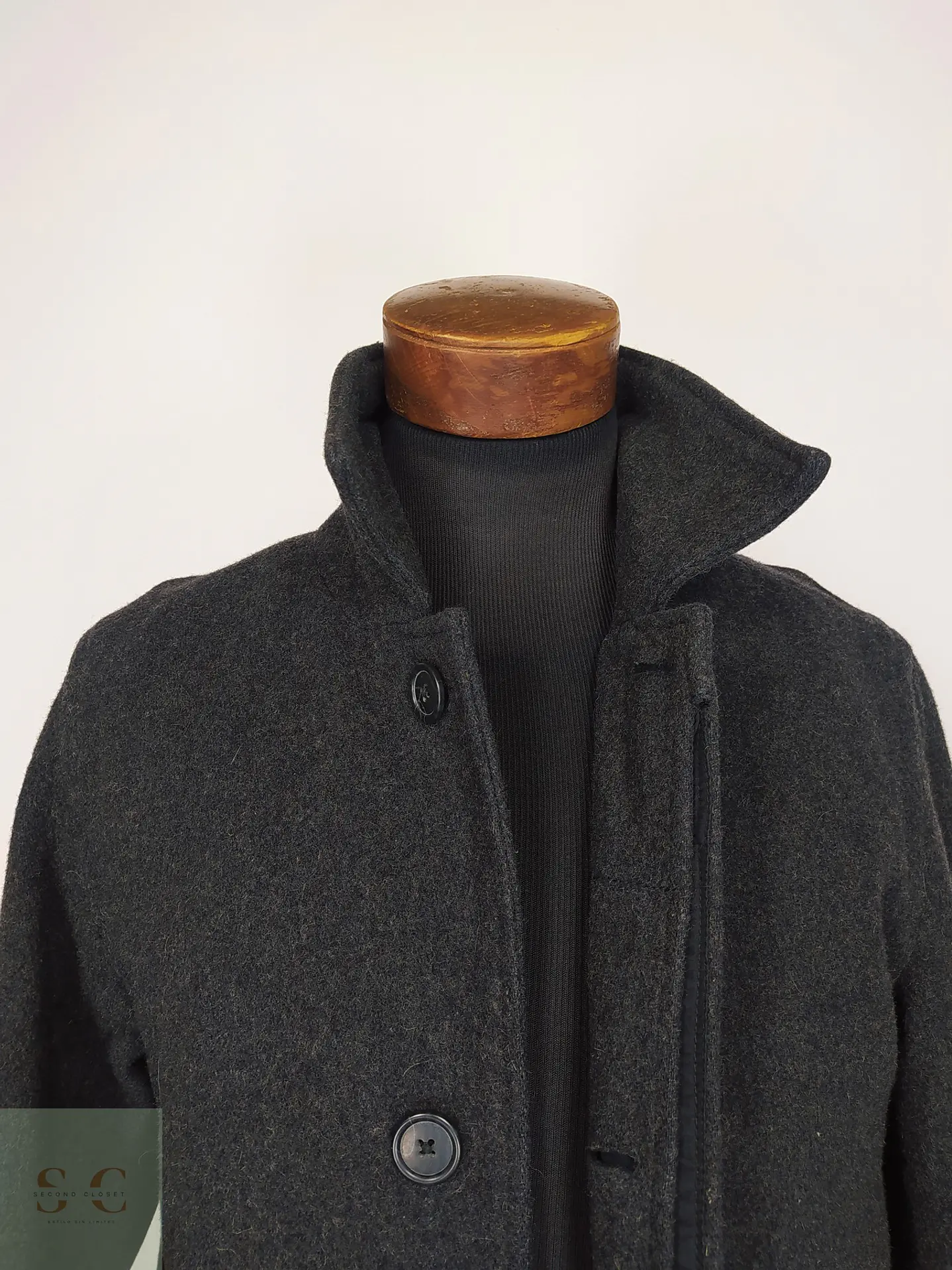Sobretodo Minimalista de Paño de Lana Gris Plomo Gap Talla SM 4