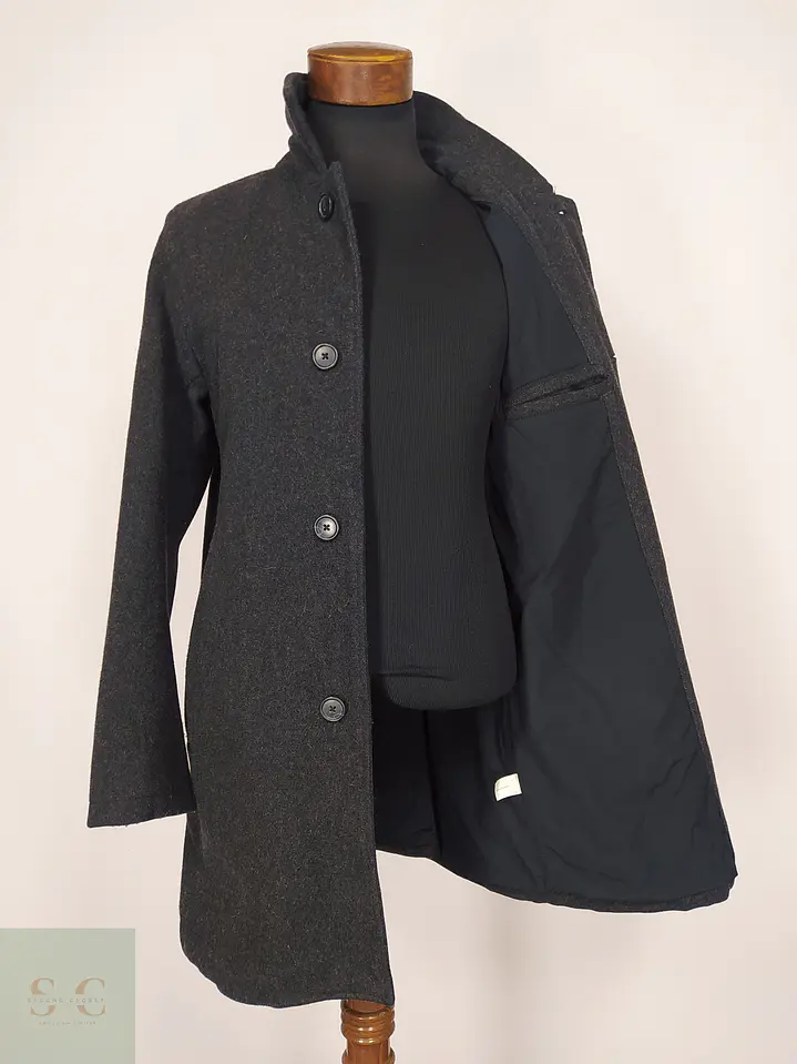 Sobretodo Minimalista de Paño de Lana Gris Plomo Gap Talla SM 5