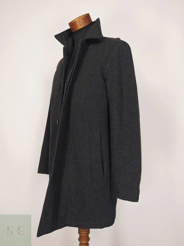 Sobretodo Minimalista de Paño de Lana Gris Plomo Gap Talla SM 6