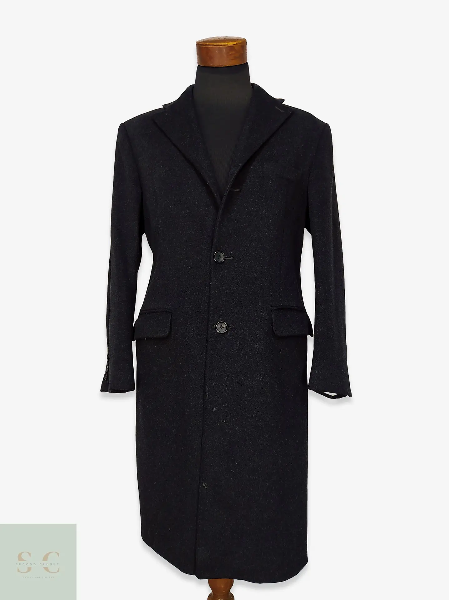 Abrigo Clásico de Paño Italiano con Cashmere Talla L 1