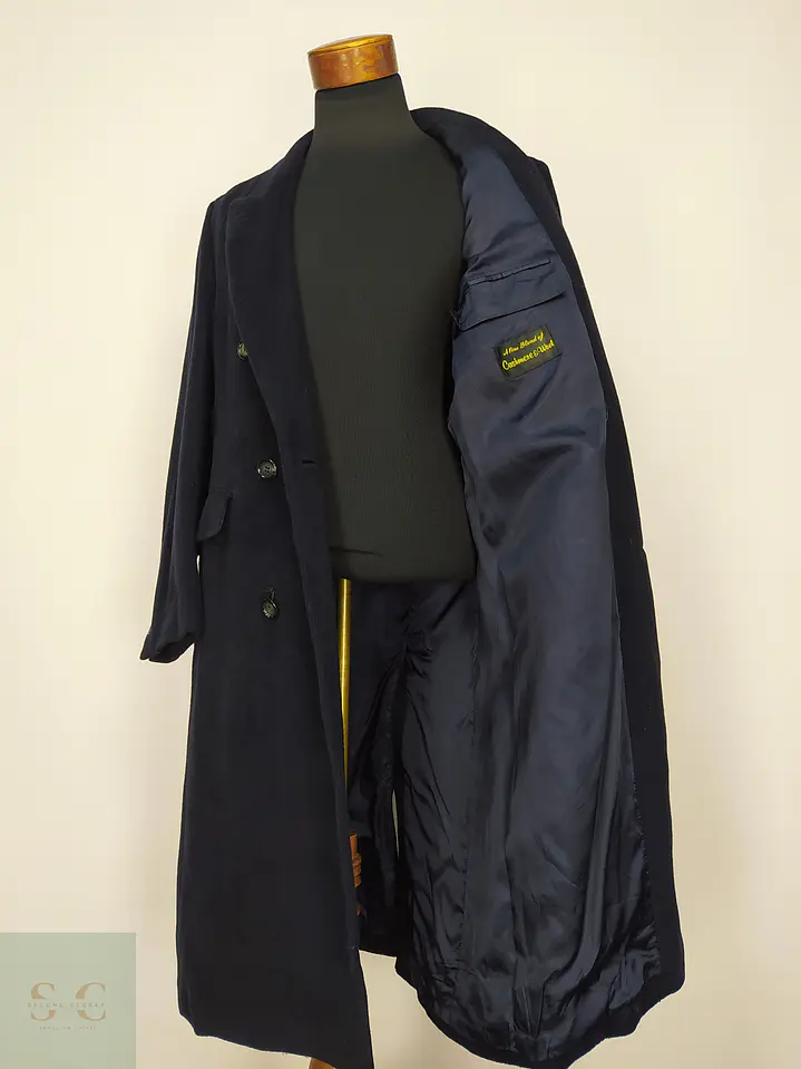 Abrigo Largo Cruzado de Paño Azul Marino J.G. HOOK Talla M 4