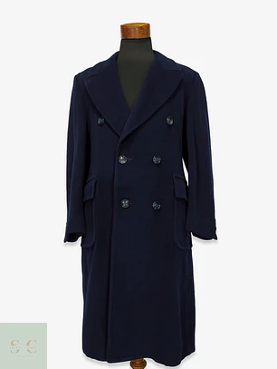 Abrigo Largo Cruzado de Paño Vintage con Martingala Bloomingdale's Talla M