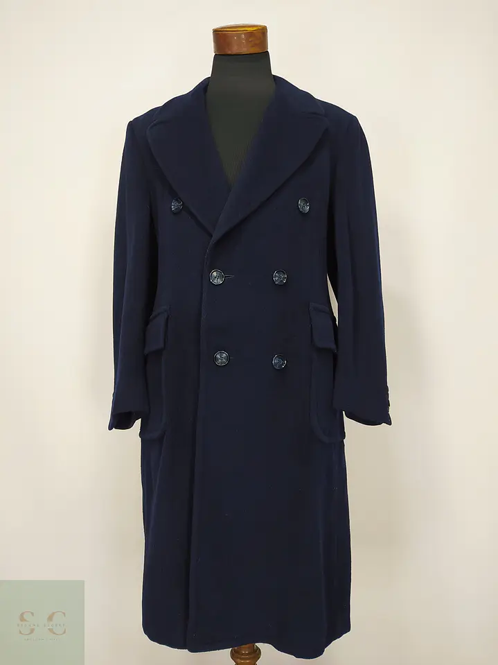 Abrigo Largo Cruzado de Paño Vintage con Martingala Bloomingdale's Talla M 2