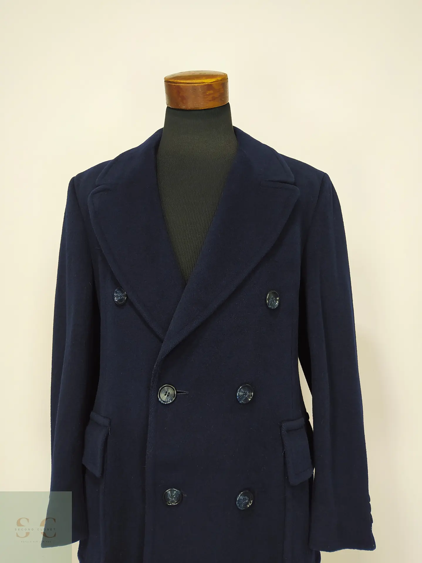 Abrigo Largo Cruzado de Paño Vintage con Martingala Bloomingdale's Talla M 3