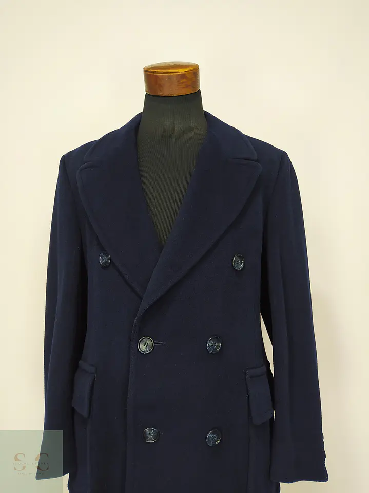Abrigo Largo Cruzado de Paño Vintage con Martingala Bloomingdale's Talla M 3