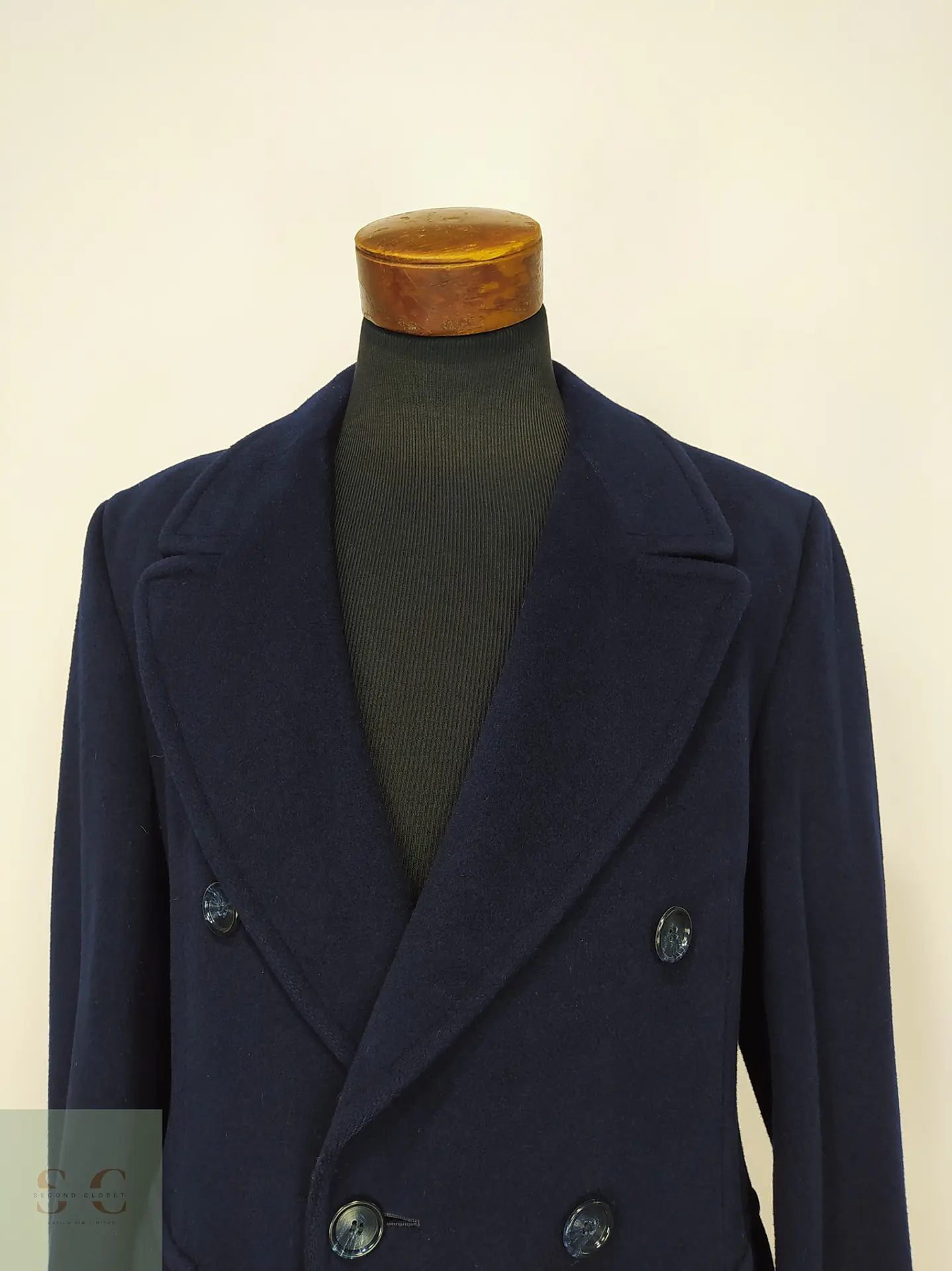 Abrigo Largo Cruzado de Paño Vintage con Martingala Bloomingdale's Talla M 4