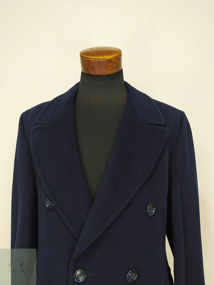 Abrigo Largo Cruzado de Paño Vintage con Martingala Bloomingdale's Talla M 4