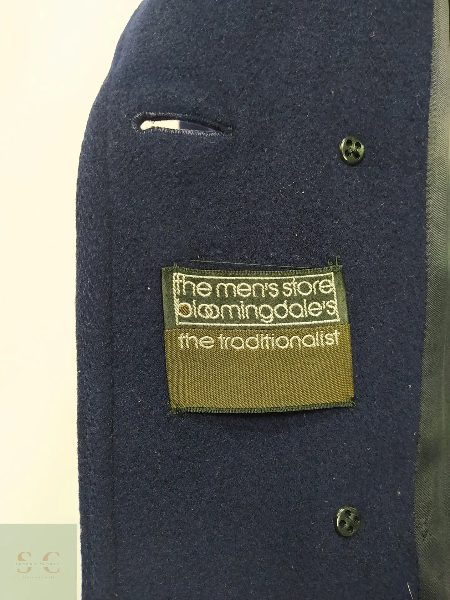 Abrigo Largo Cruzado de Paño Vintage con Martingala Bloomingdale's Talla M 6