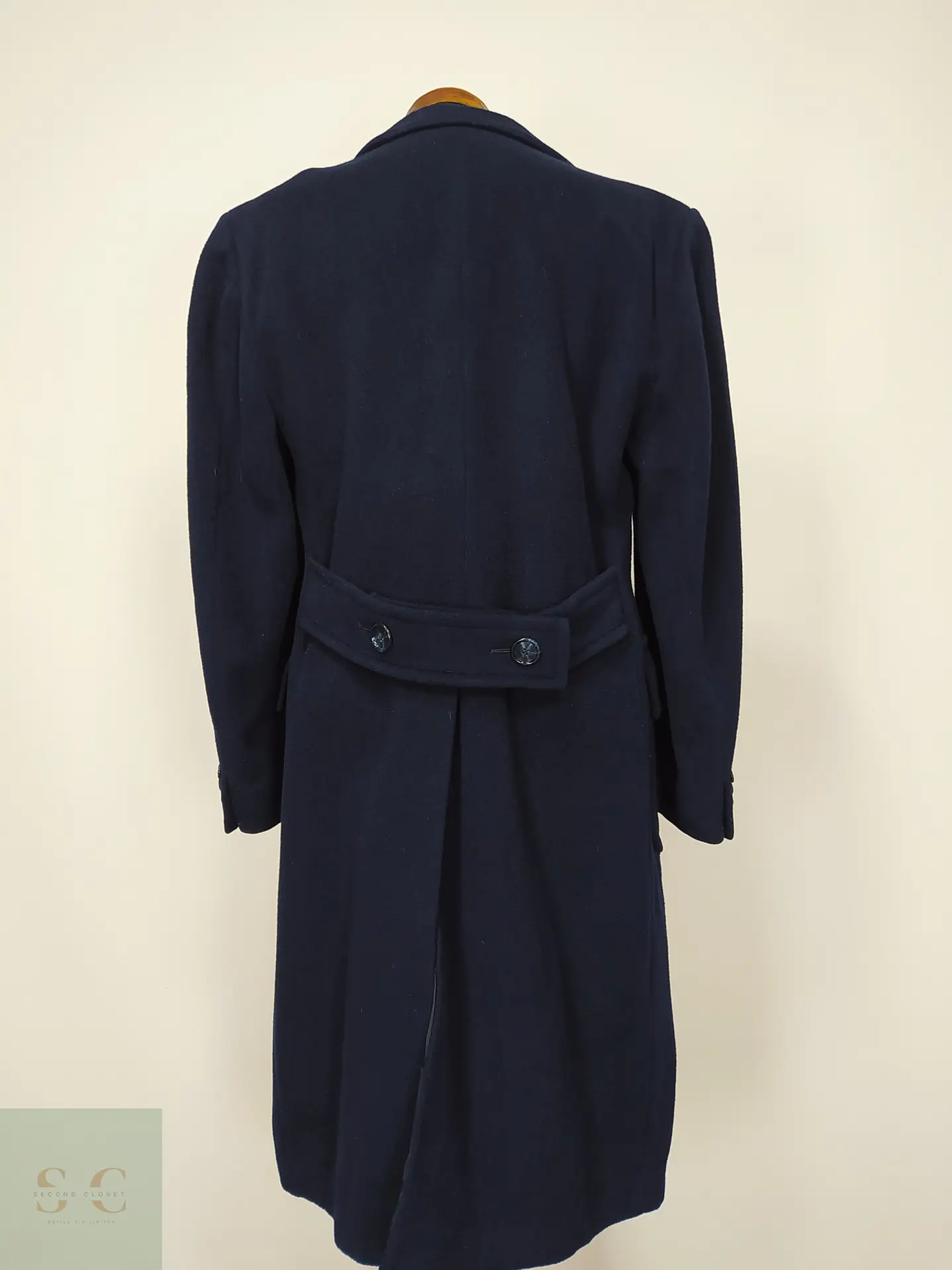 Abrigo Largo Cruzado de Paño Vintage con Martingala Bloomingdale's Talla M 7