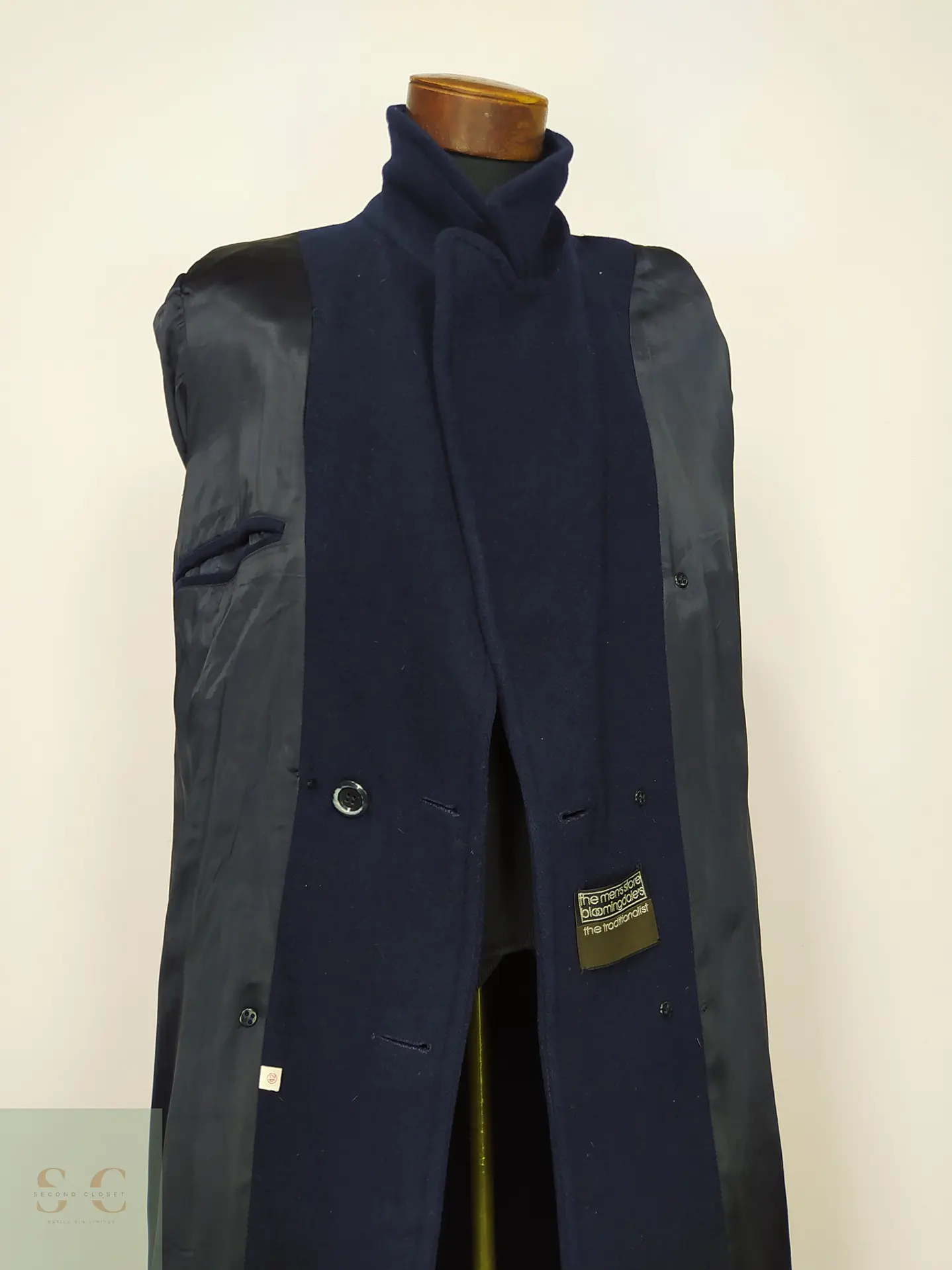 Abrigo Largo Cruzado de Paño Vintage con Martingala Bloomingdale's Talla M 9