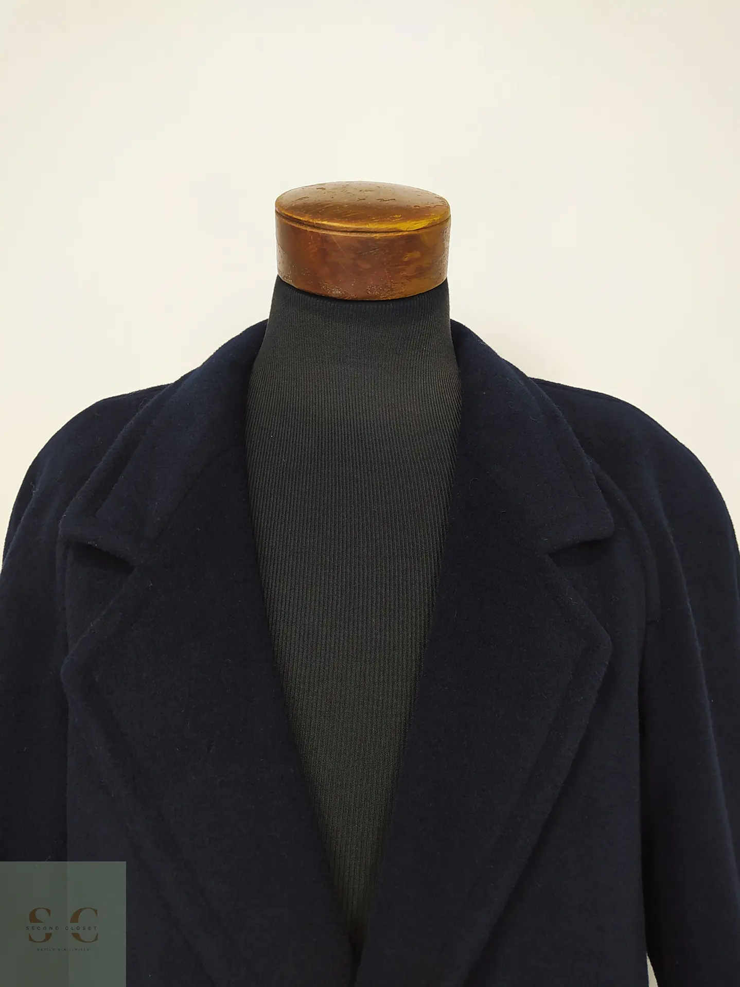 Abrigo Largo Sastreado en Paño Azul Marino Cerruti Talla L 4