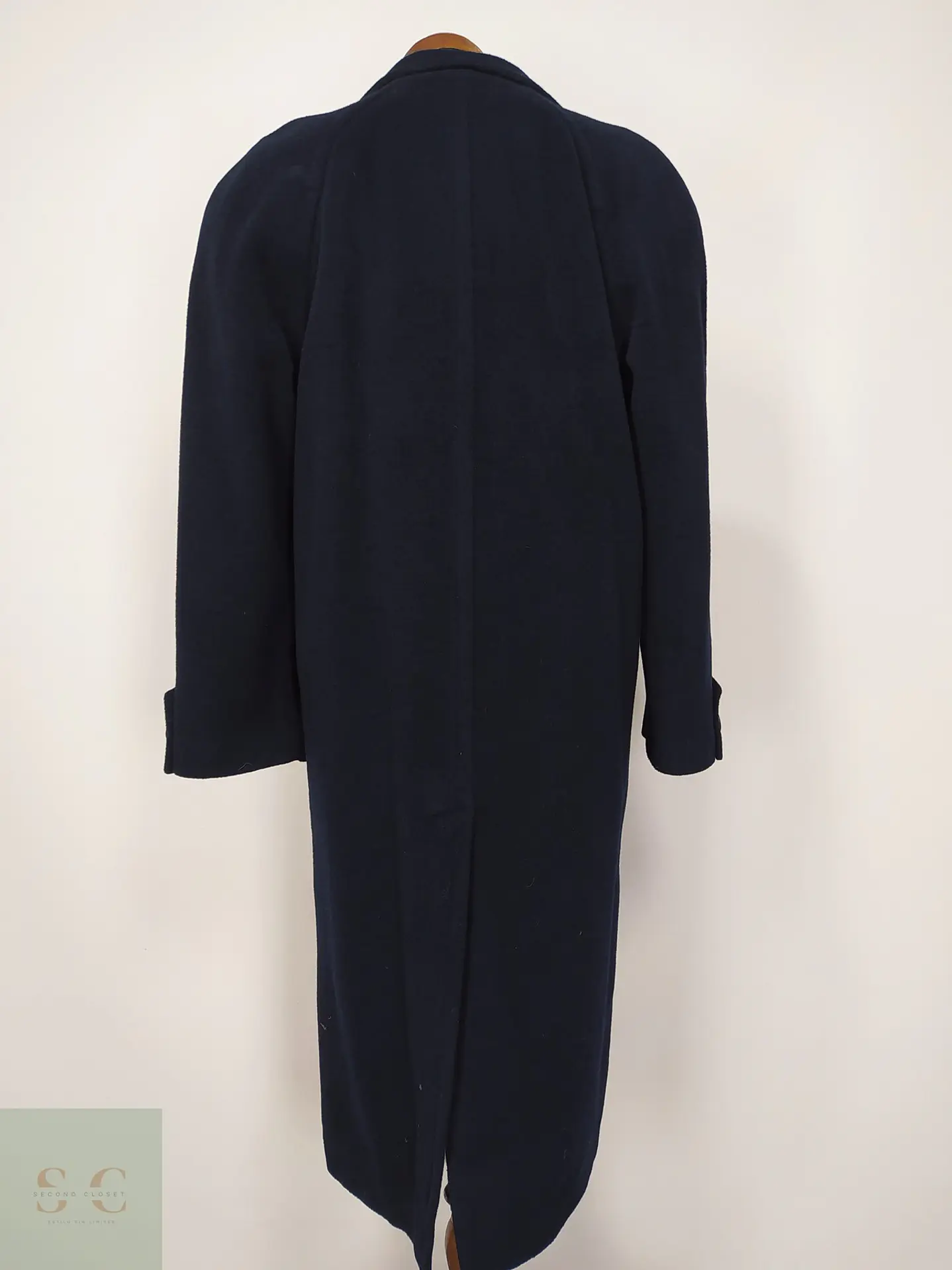 Abrigo Largo Sastreado en Paño Azul Marino Cerruti Talla L 7