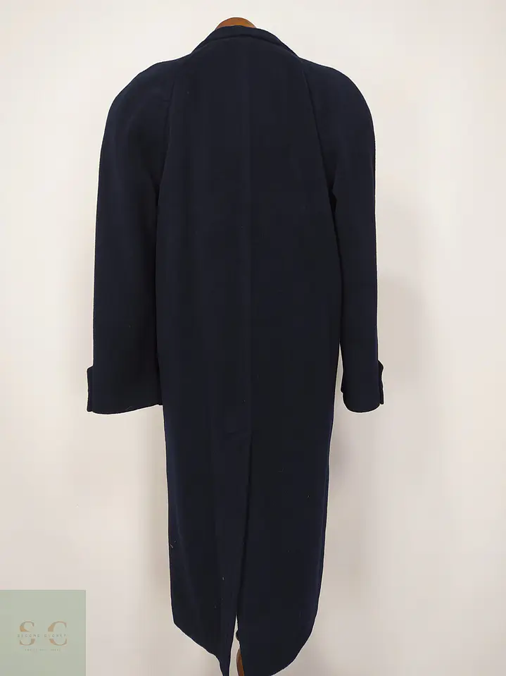 Abrigo Largo Sastreado en Paño Azul Marino Cerruti Talla L 7