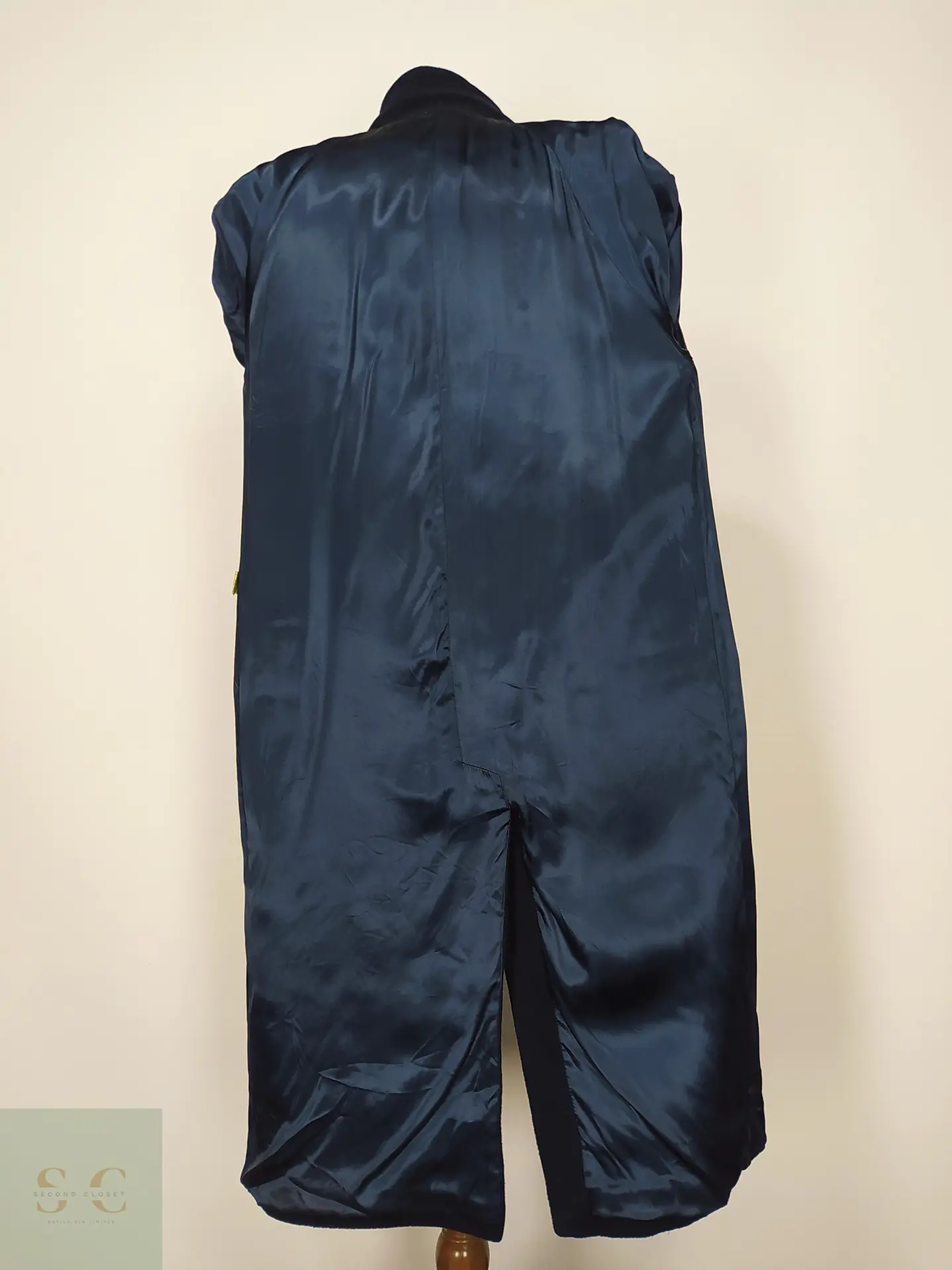 Abrigo Largo Sastreado en Paño Azul Marino Cerruti Talla L 8