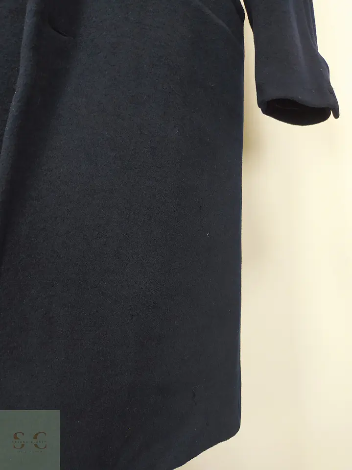 Abrigo Largo Sastreado en Paño Azul Marino Cerruti Talla L 9