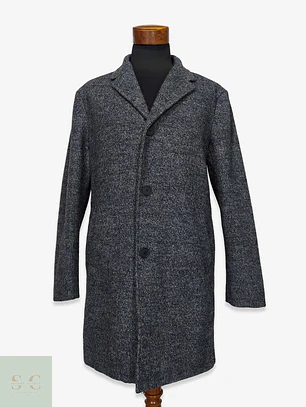 Abrigo Recto en Paño Texturizado Melange DKNY Talla L