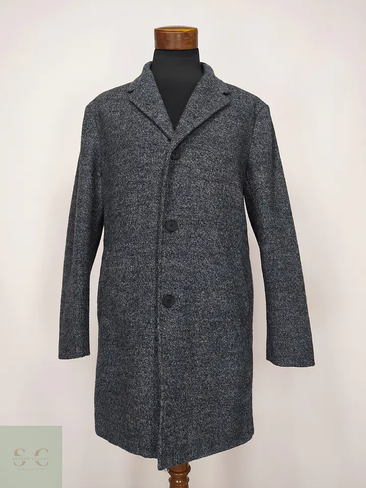 Abrigo Recto en Paño Texturizado Melange DKNY Talla L 2