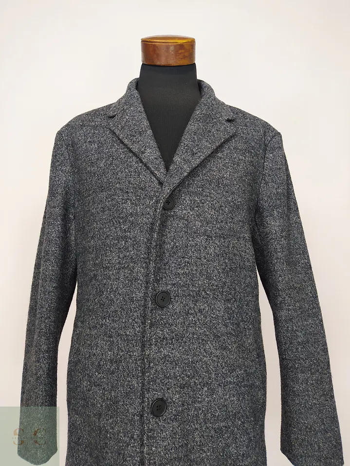 Abrigo Recto en Paño Texturizado Melange DKNY Talla L 3