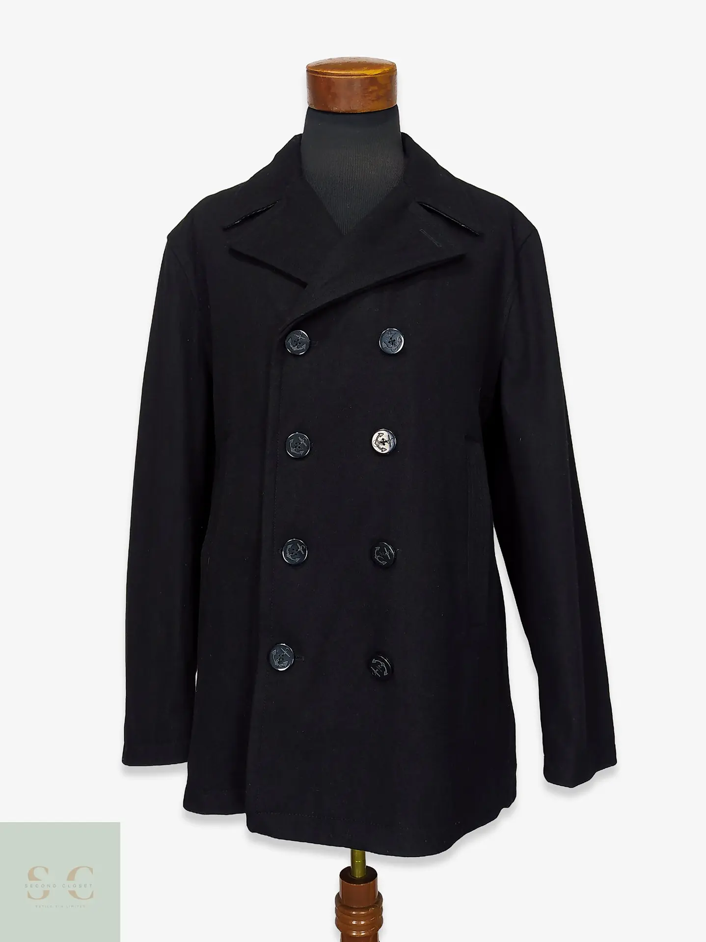 Abrigo Marinero Peacoat de Paño Cruzado Michael Kors Talla XL 1