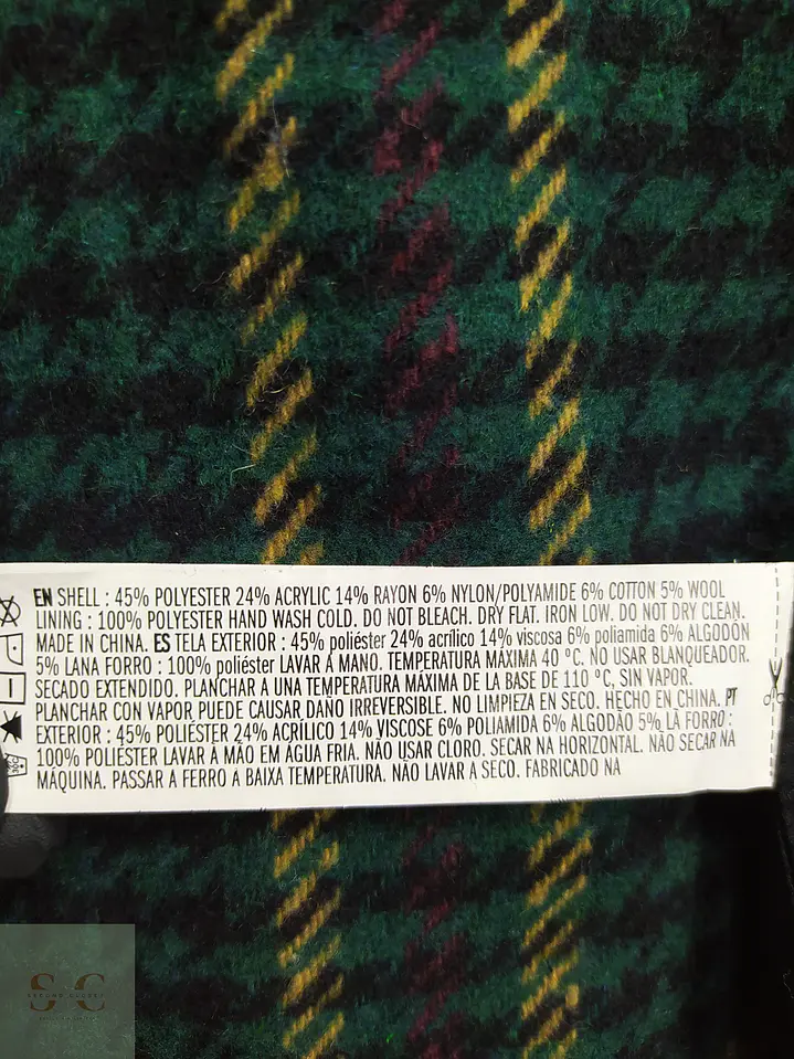 Abrigo Largo en Paño Tartán Verde con Solapa Clásica Forever 21 Men Talla ML 5