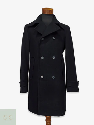 Abrigo Peacoat Cruzado en Paño de Lana Coolwater Talla ML