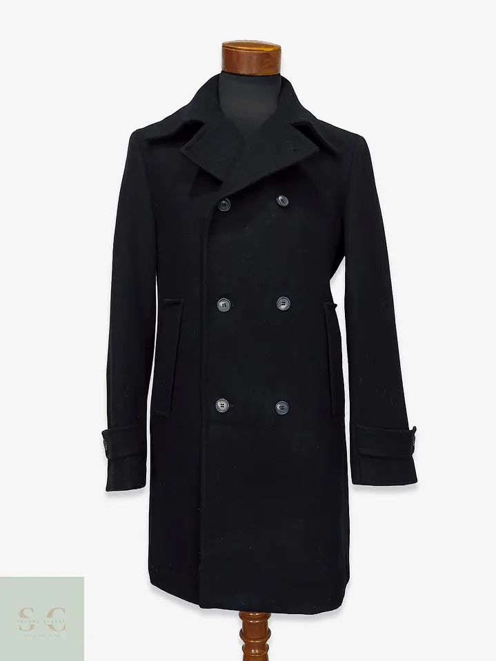 Abrigo Peacoat Cruzado en Paño de Lana Coolwater Talla ML 1