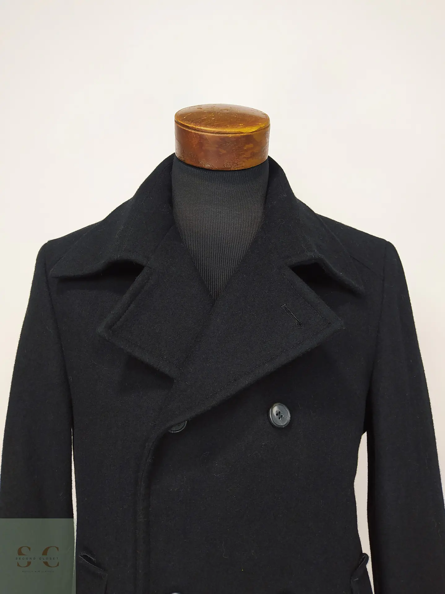 Abrigo Peacoat Cruzado en Paño de Lana Coolwater Talla ML 2