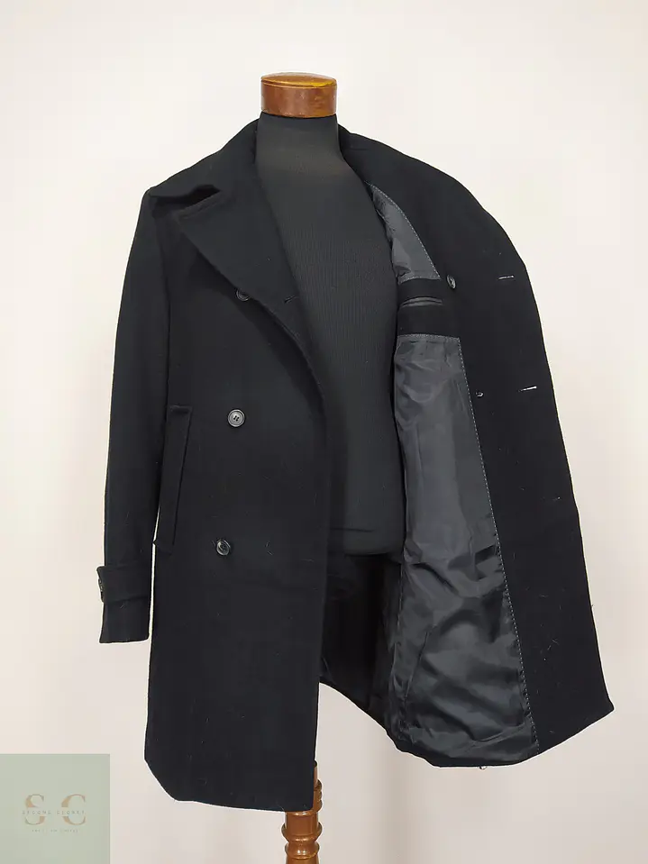 Abrigo Peacoat Cruzado en Paño de Lana Coolwater Talla ML 4