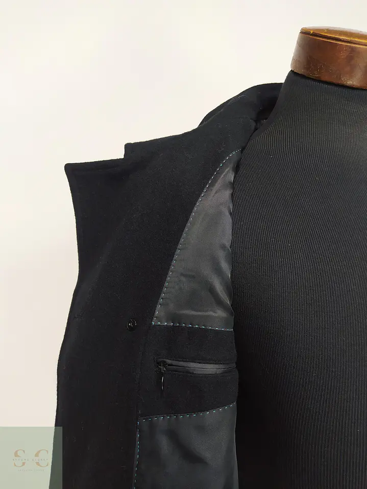 Abrigo Peacoat Cruzado en Paño de Lana Coolwater Talla ML 6