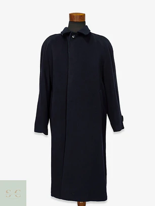 Abrigo Largo Balmacaan de Paño Azul Marino Cashmer Lana Talla XL