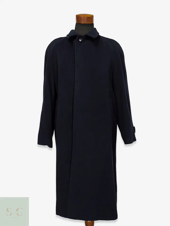 Abrigo Largo Balmacaan de Paño Azul Marino Cashmer Lana Talla XL 1