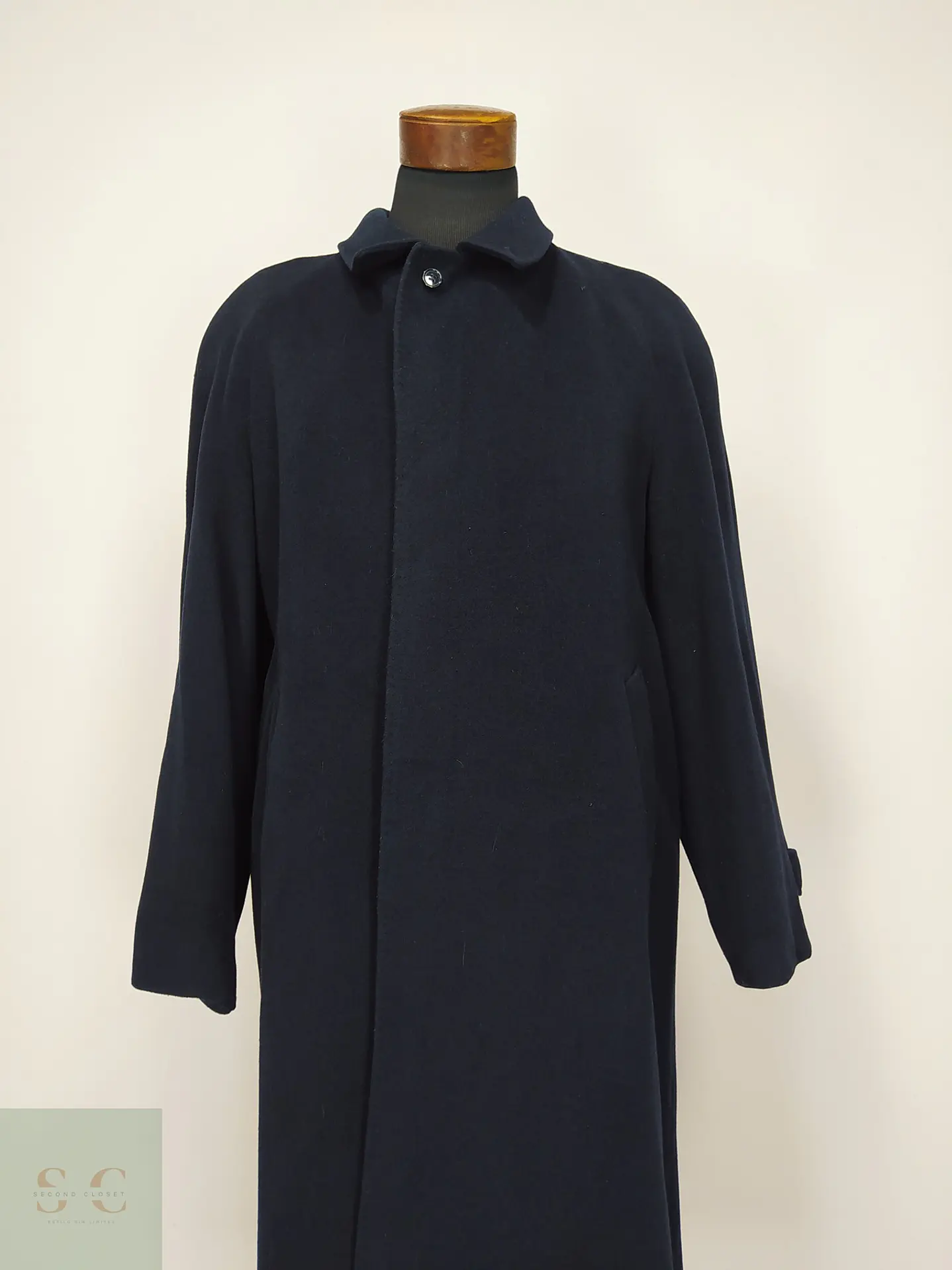 Abrigo Largo Balmacaan de Paño Azul Marino Cashmer Lana Talla XL 2