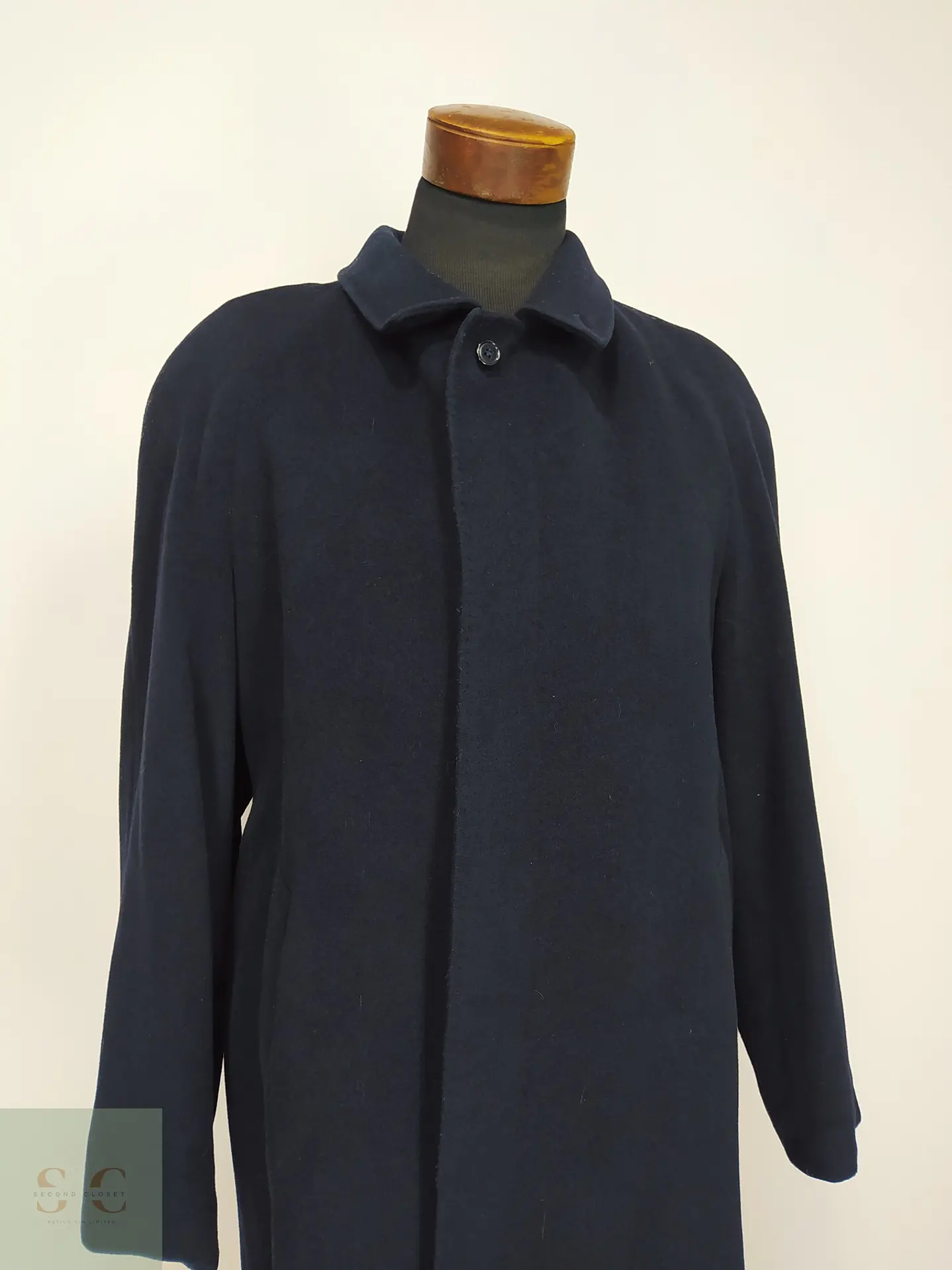 Abrigo Largo Balmacaan de Paño Azul Marino Cashmer Lana Talla XL 3