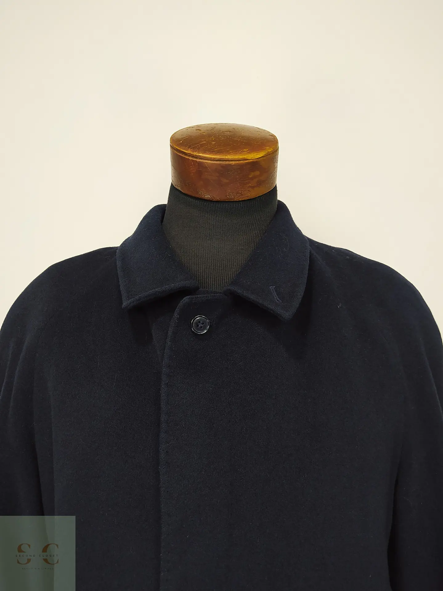 Abrigo Largo Balmacaan de Paño Azul Marino Cashmer Lana Talla XL 4