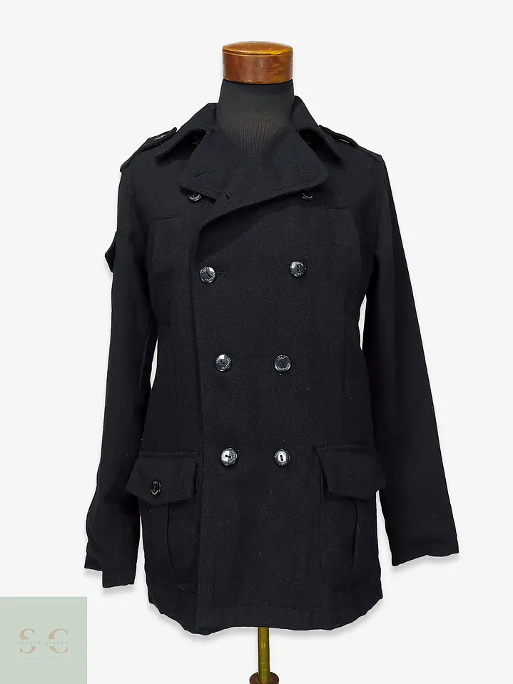 Abrigo Peacoat Cruzado de Paño con Solapa Ancha Much More Talla ML 1
