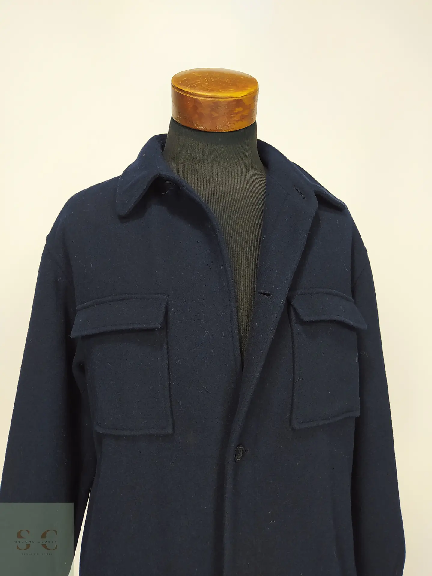 Sobrecamisa de Paño de Lana Azul Marino Claiborne Outerwear Talla L 2