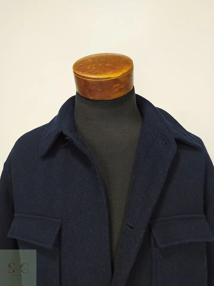 Sobrecamisa de Paño de Lana Azul Marino Claiborne Outerwear Talla L 3